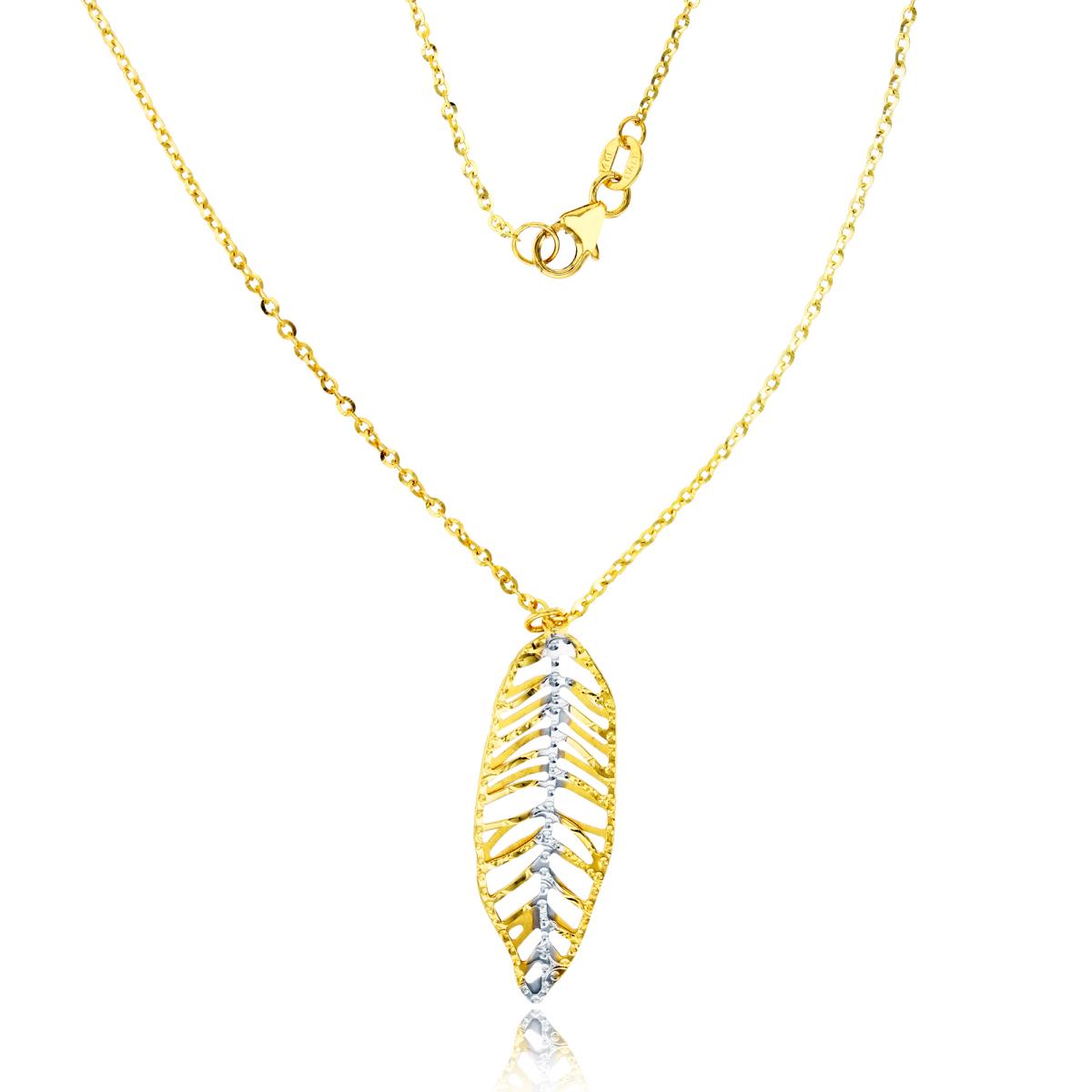 14K Two-Tone Gold Diamond Cut Leaf 18"Necklace