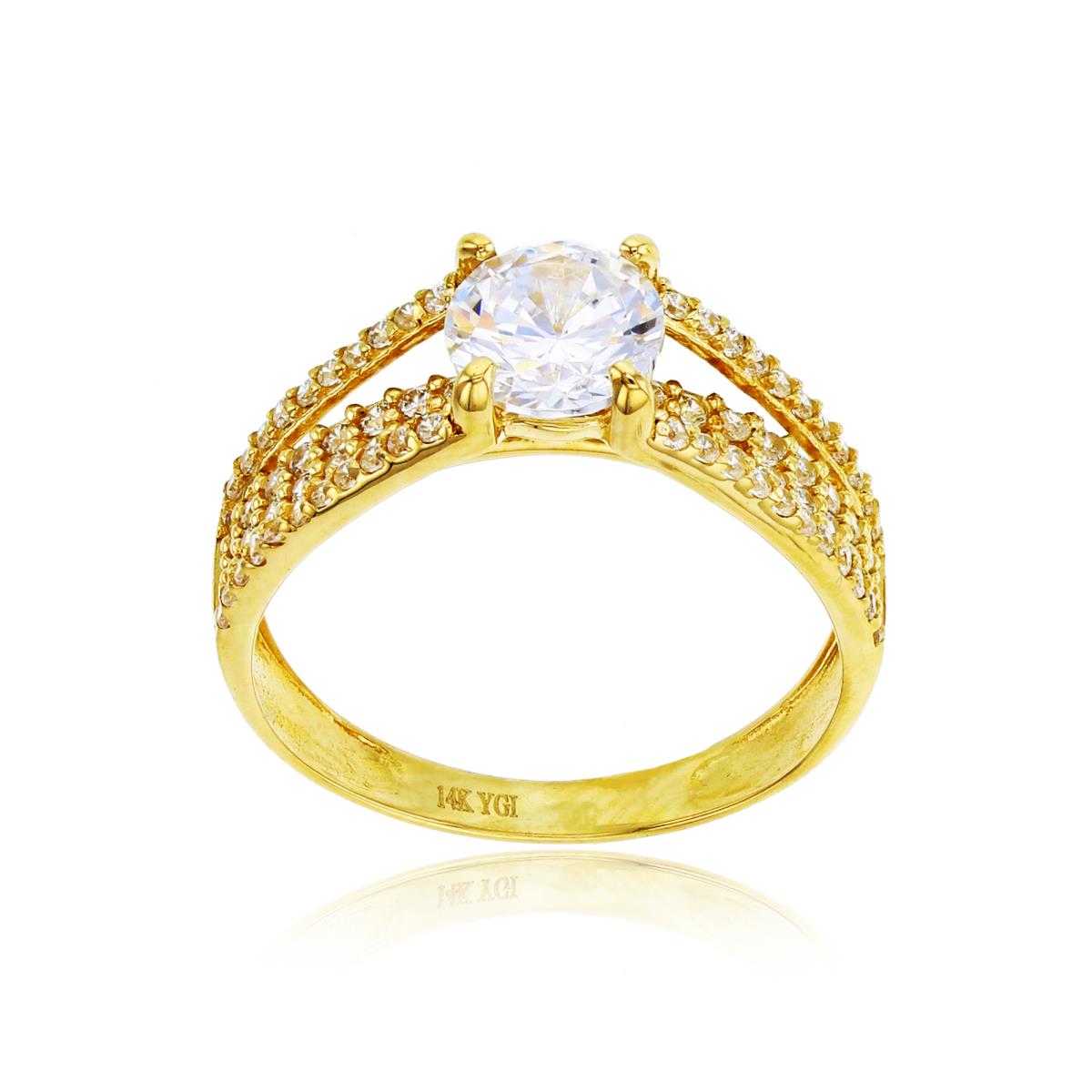 14K Yellow Gold 7mm Rnd CZ  Anniversary Ring