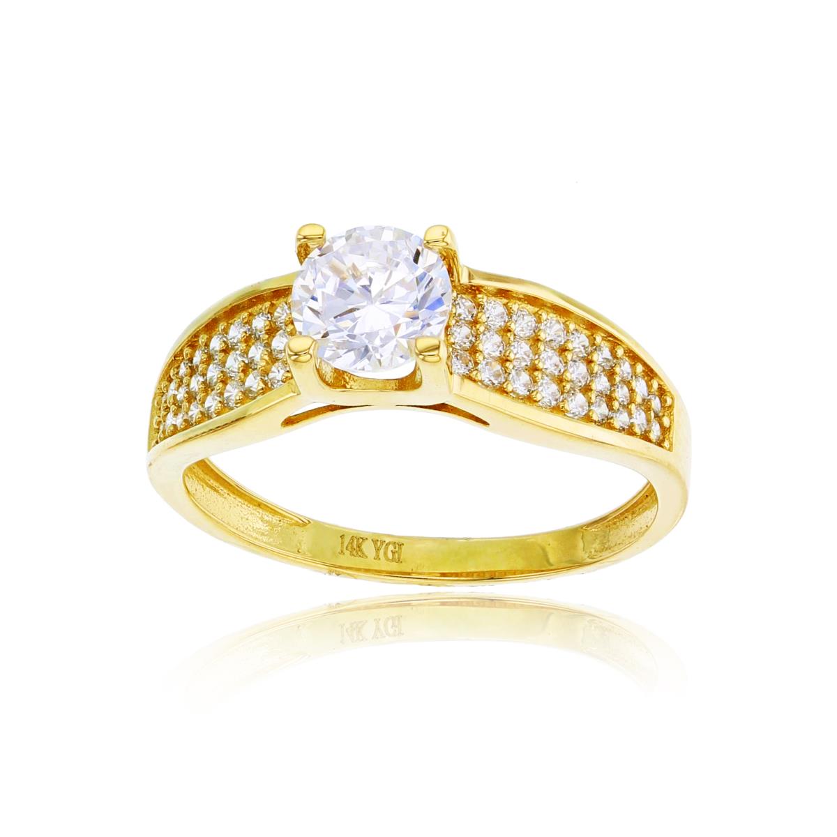 14K Yellow Gold 6mm Rnd CZ Micropave Anniversary Ring