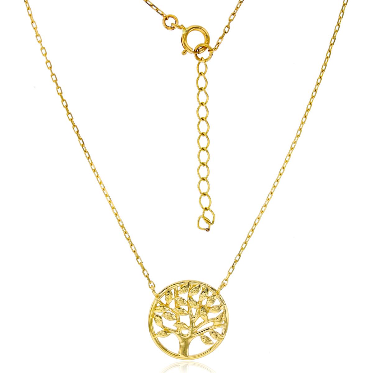 14K Yellow Gold Textured "Tree of Life" 17"+1"ext Necklace
