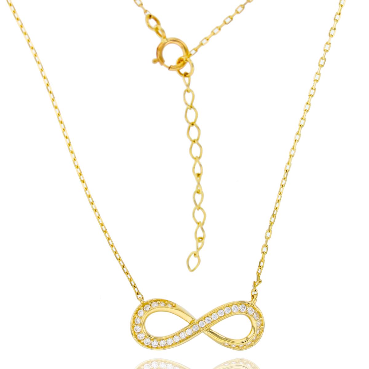 14K Yellow Gold Rnd CZ Infinity 17"+1"ext Necklace
