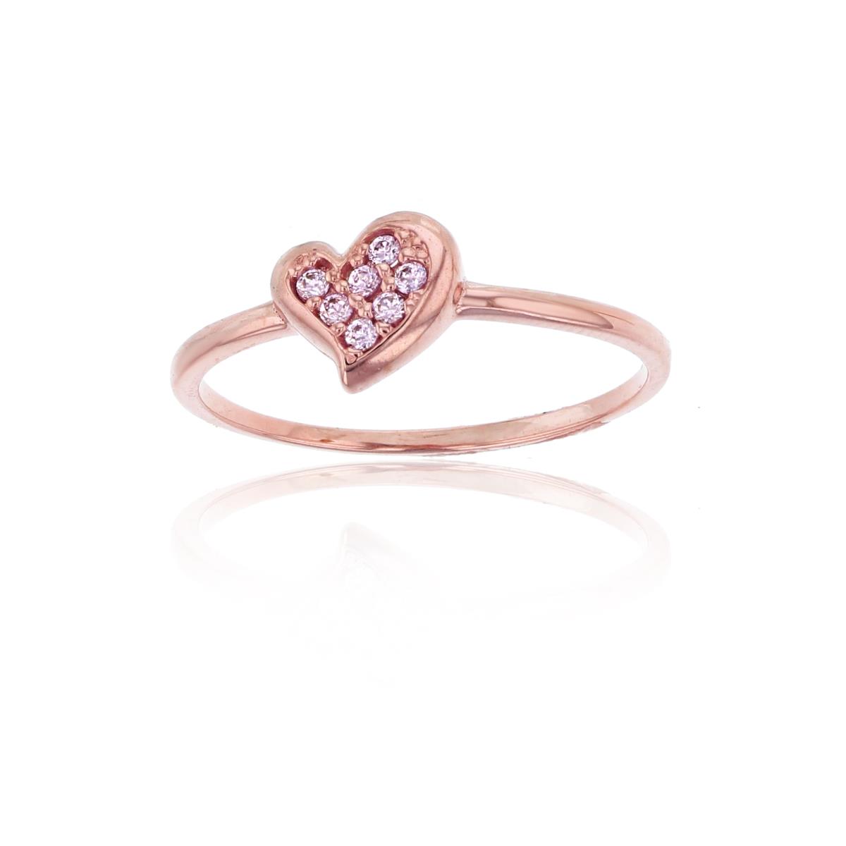 14K Rose Gold Paved Heart Fashion Ring