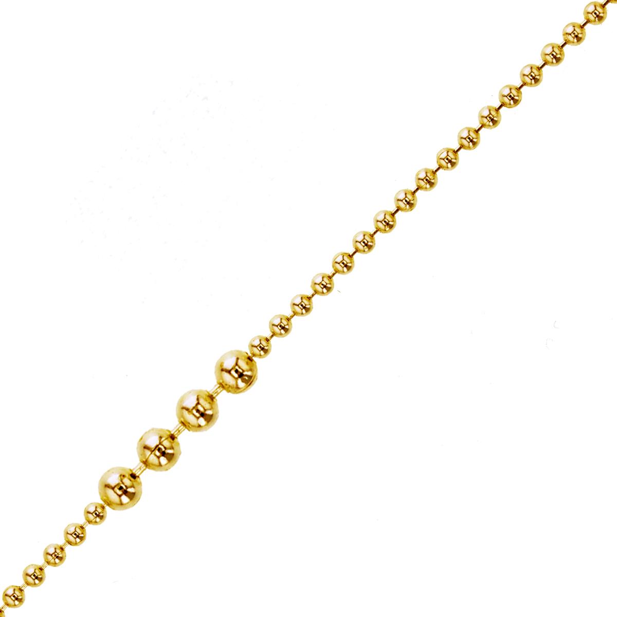 Sterling Silver Yellow 1-Micron 1.50mm Bead 20" Basic Chain Necklace