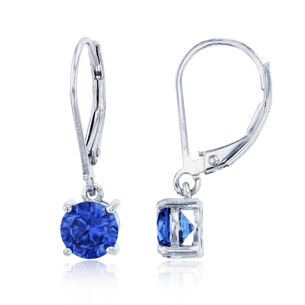 Sterling Silver Rhodium 6mm Rnd Tanzanite Solitaire Earring