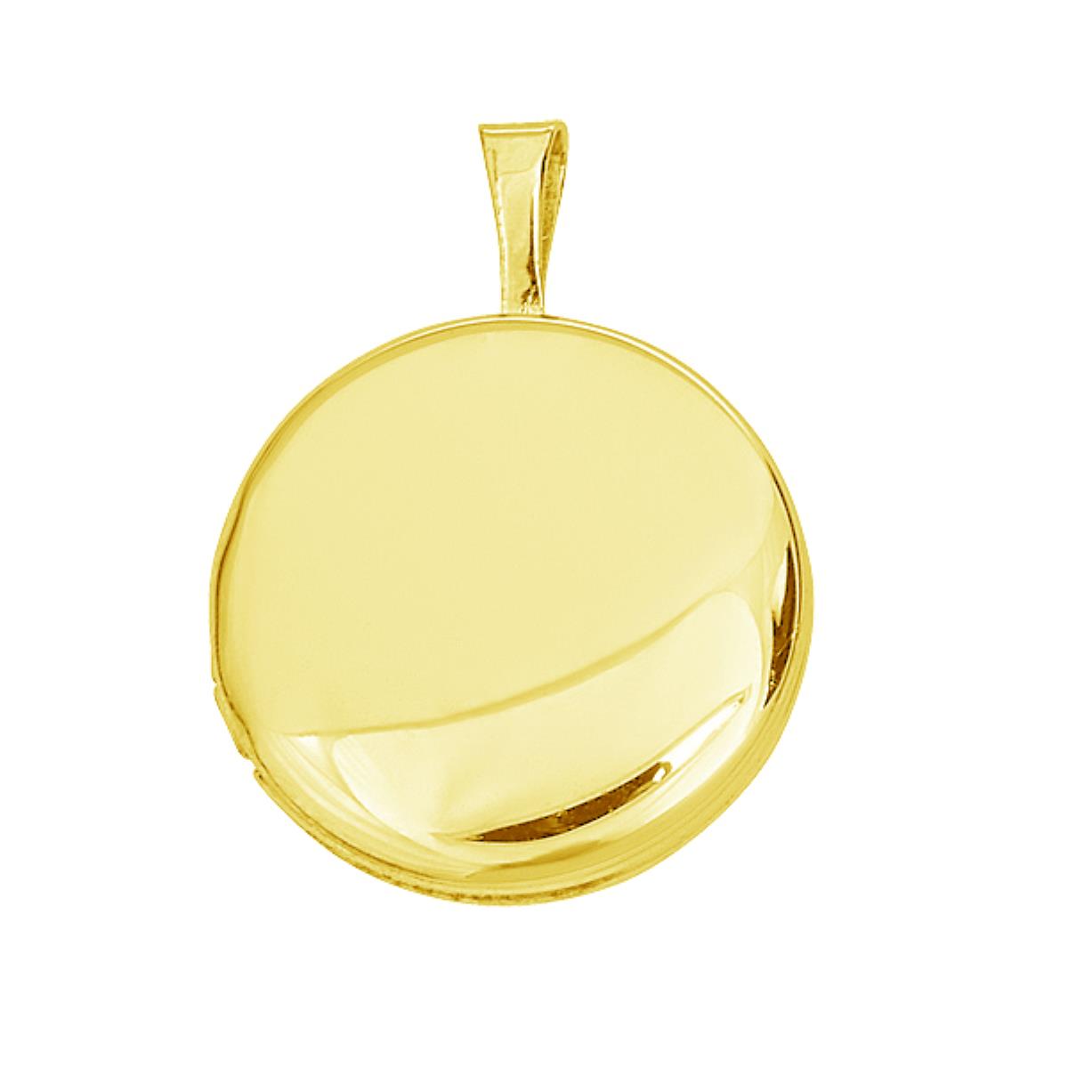 14K Yellow Gold High Polished and Satin Reversible 16mm Round Locket Pendant