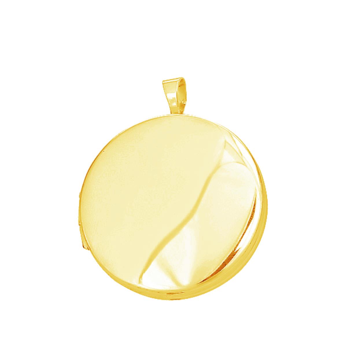 14K Yellow Gold High Polished and Satin Reversible 16mm Oval Locket Pendant