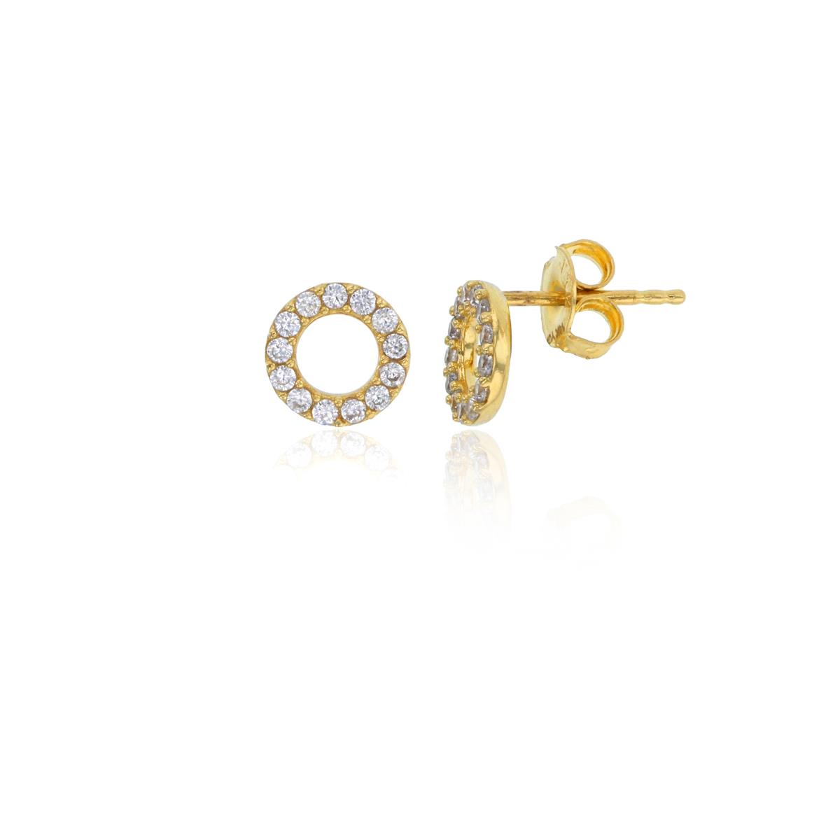 10K Yellow Gold Micropave Open Circle Stud Earring