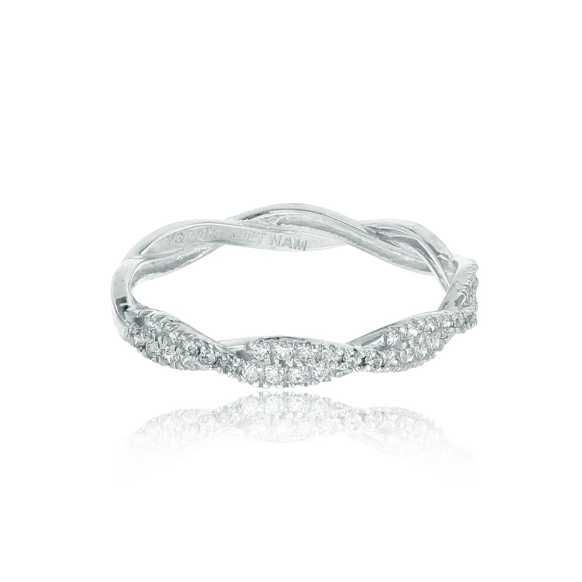 14K White Gold Rnd CZ Twisted Band Ring