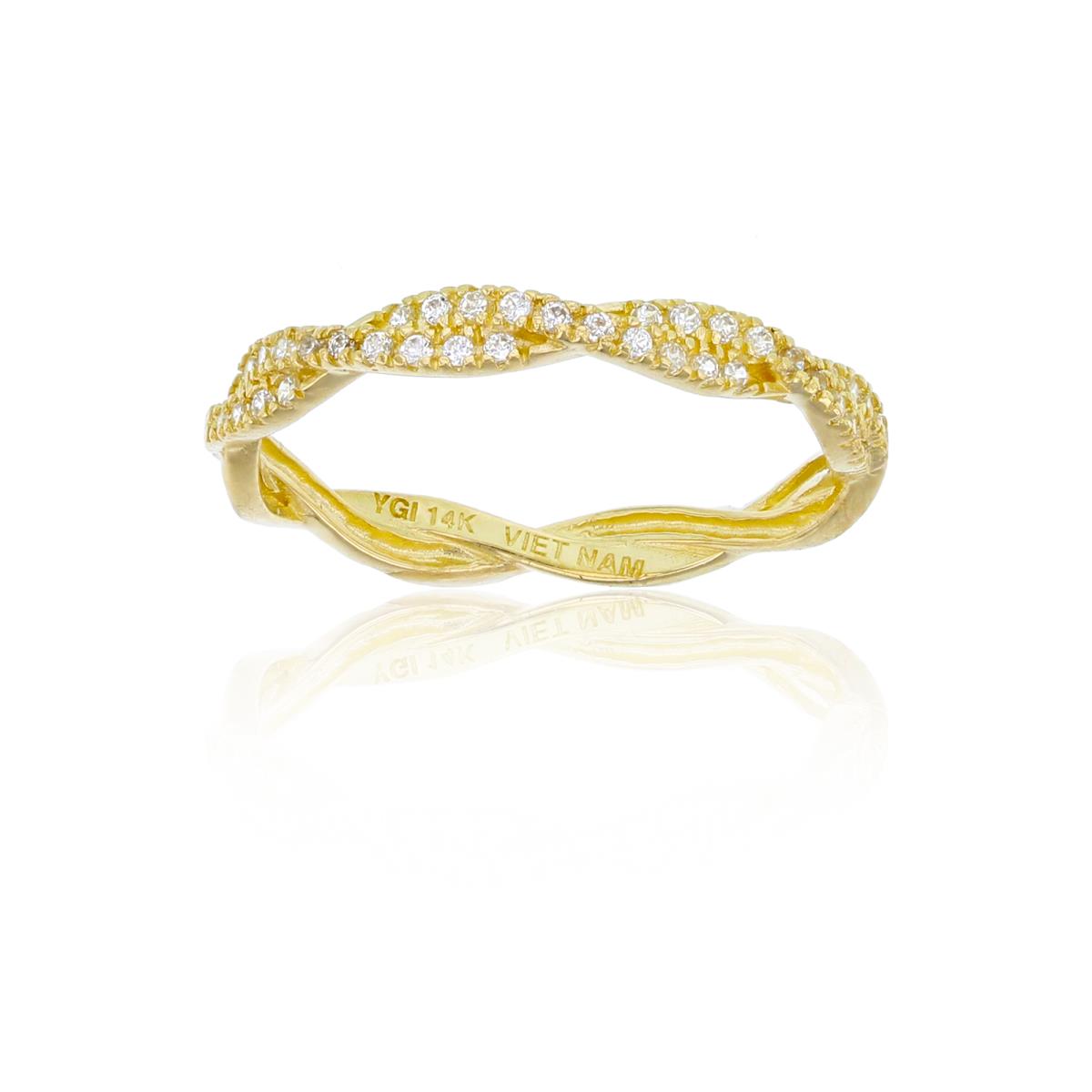 14K Yellow Gold Rnd CZ Twisted Band Ring