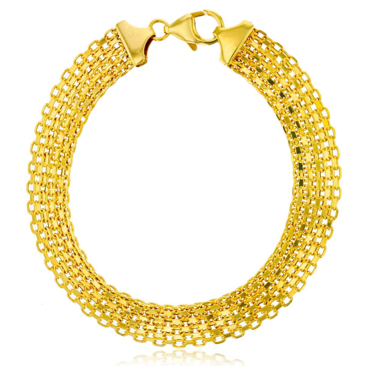14K Yellow Gold 10mm Wide Multi Row Link 7.5" Bracelet