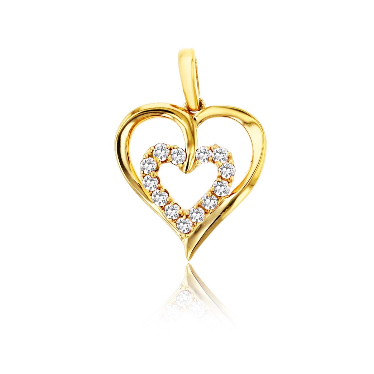 10K Yellow Gold 1.5mm Rnd Created White Sapphire Double Hearts 18"Necklace