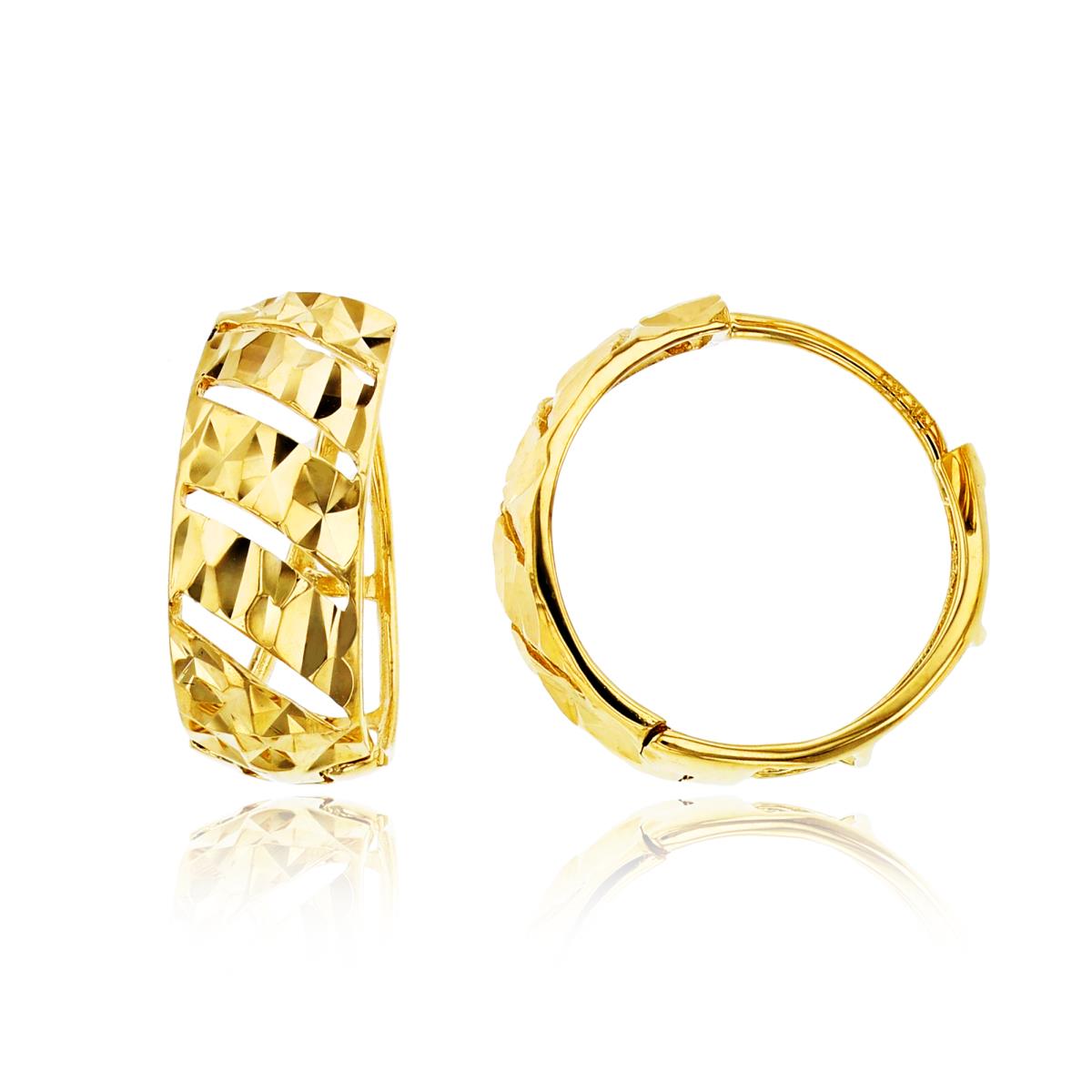 10K Yellow Gold Diamond Cut 16X6.5mm Hoop Earrings