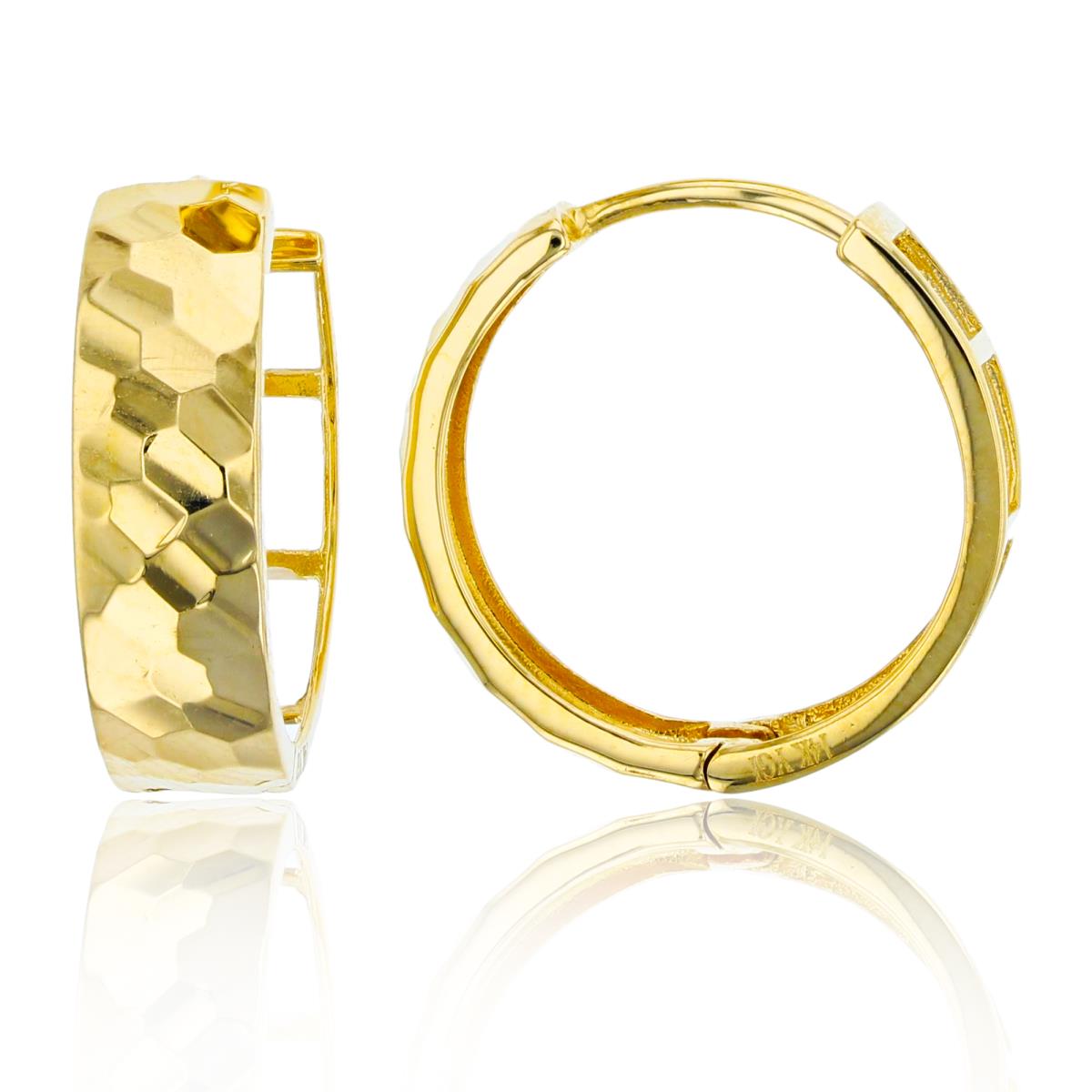 10K Yellow Gold Diamond Cut 18.5X6mm Hoop Earring