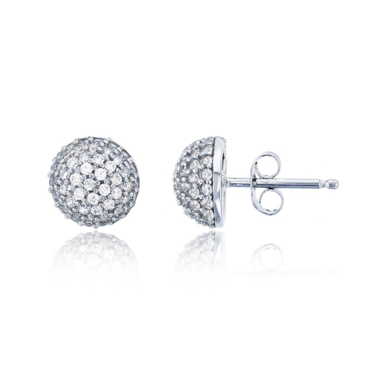 14K White Gold 0.5 CTTW Rnd Diamonds Micropaved Circled Stud Earring