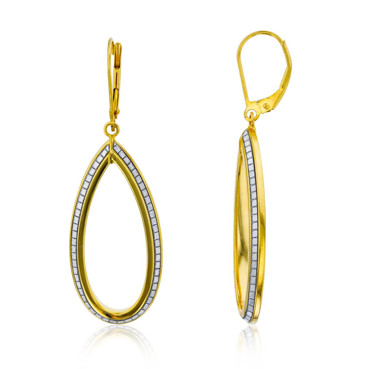 10K Two-Tone Gold Polished & Glittered PS-Open Dangling Earring