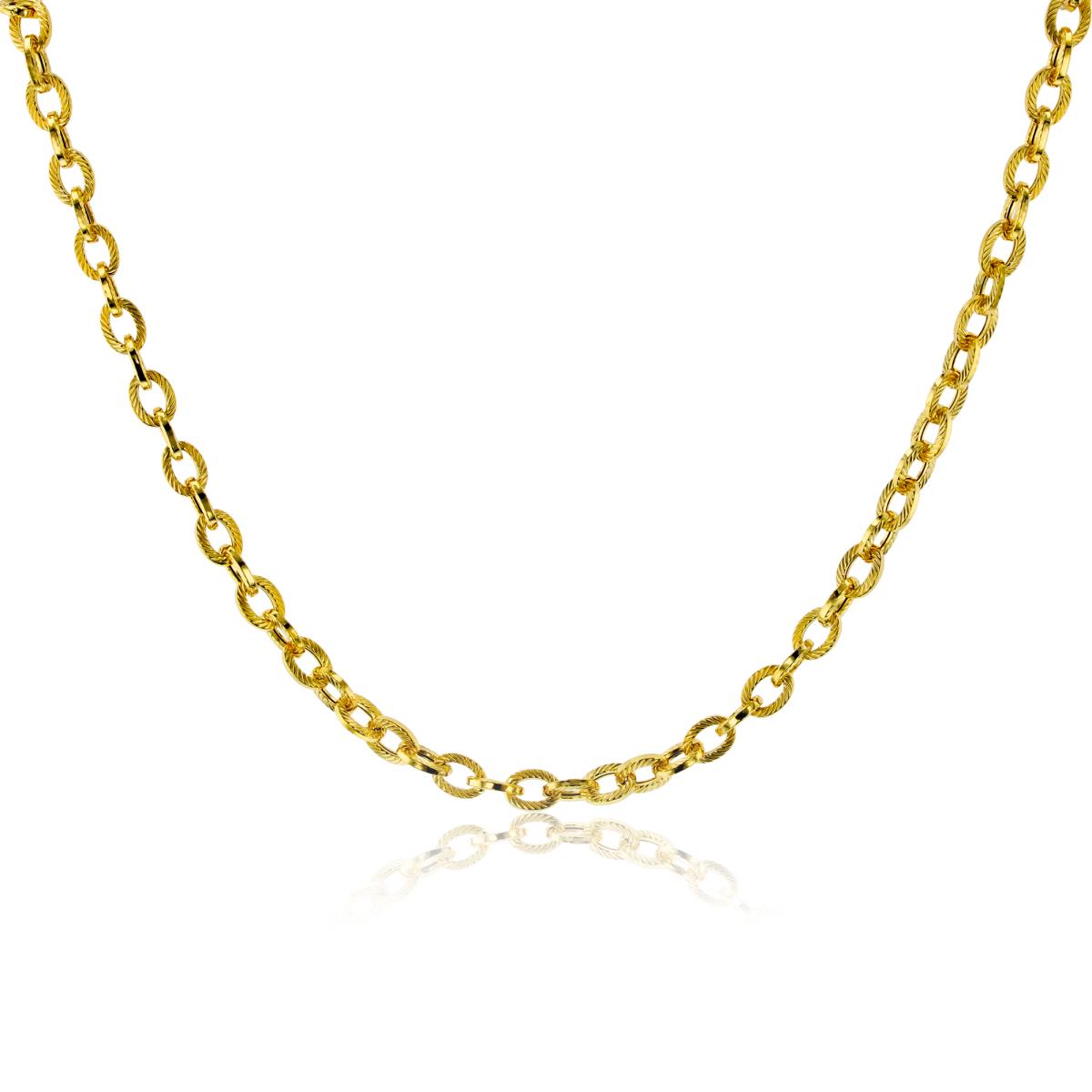 14K Yellow Gold Diamond Cut Open Oval Linked Italian 18"Necklace