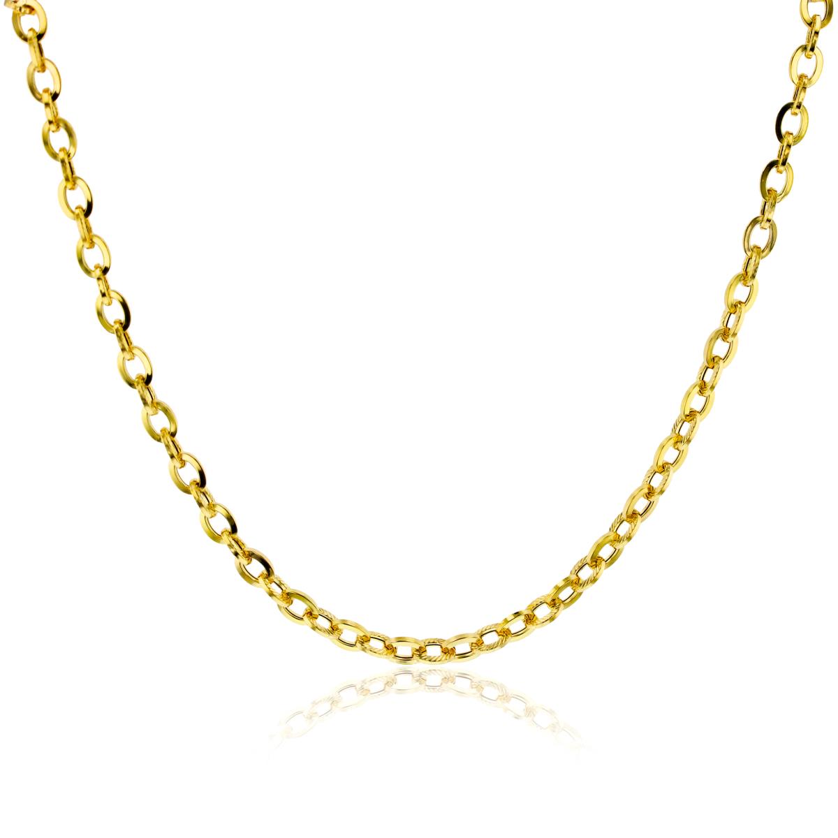 10K Yellow Gold Alternate Polished & Textured Open Oval Linked Italian 18"Necklace