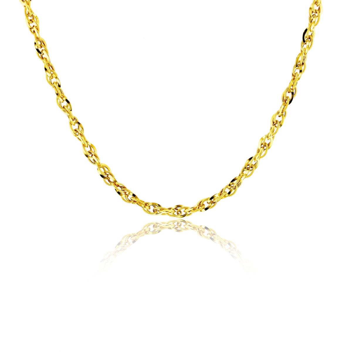 14K Yellow Gold Polished & Textured Triple Oval Linked Italian 19"Necklace