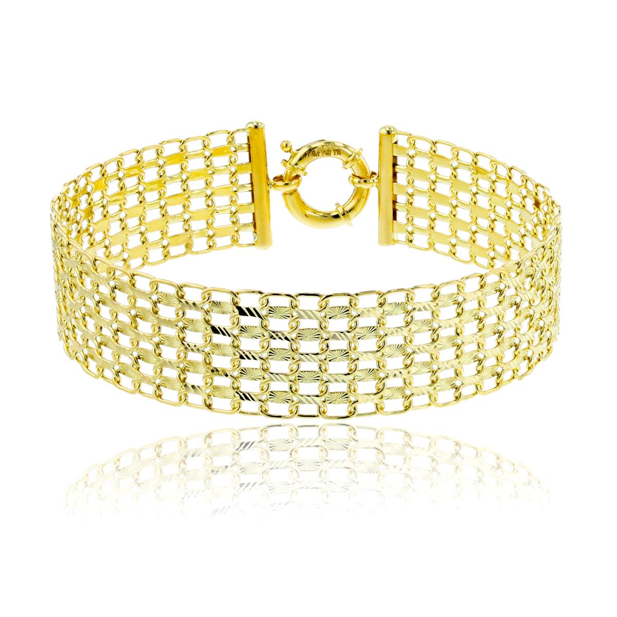 14K Yellow Gold DC Multirow Linked Flexy Bracelet
