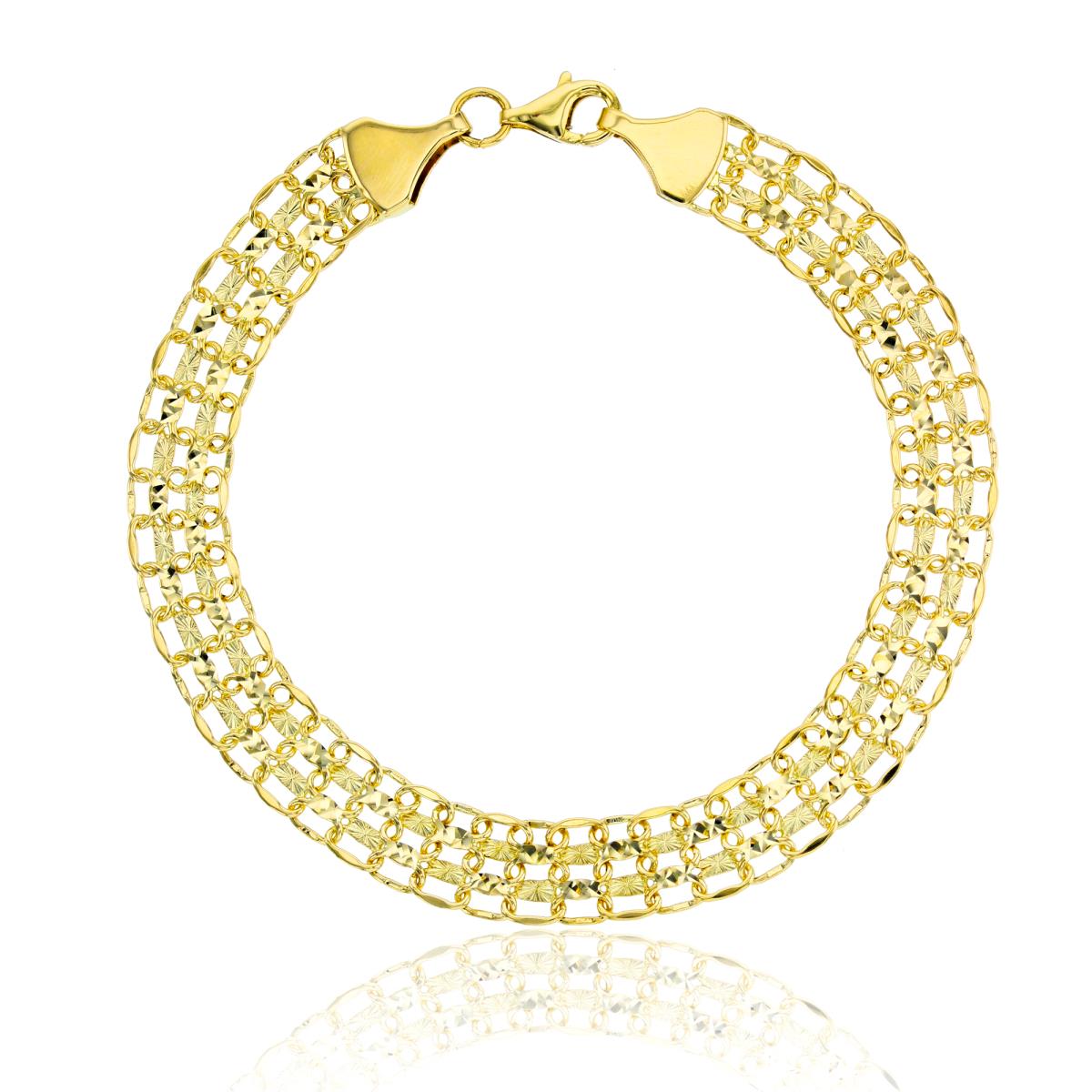 14K Yellow Gold Diamind Cut Flexy Multilinked Bracelet