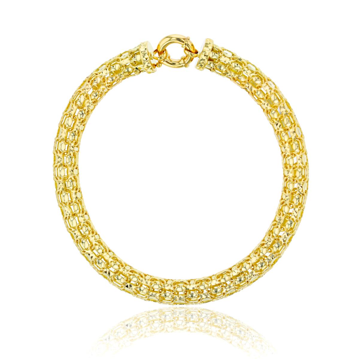 14K Yellow Gold Diamond Cut Flexy Round Hollow Bracelet