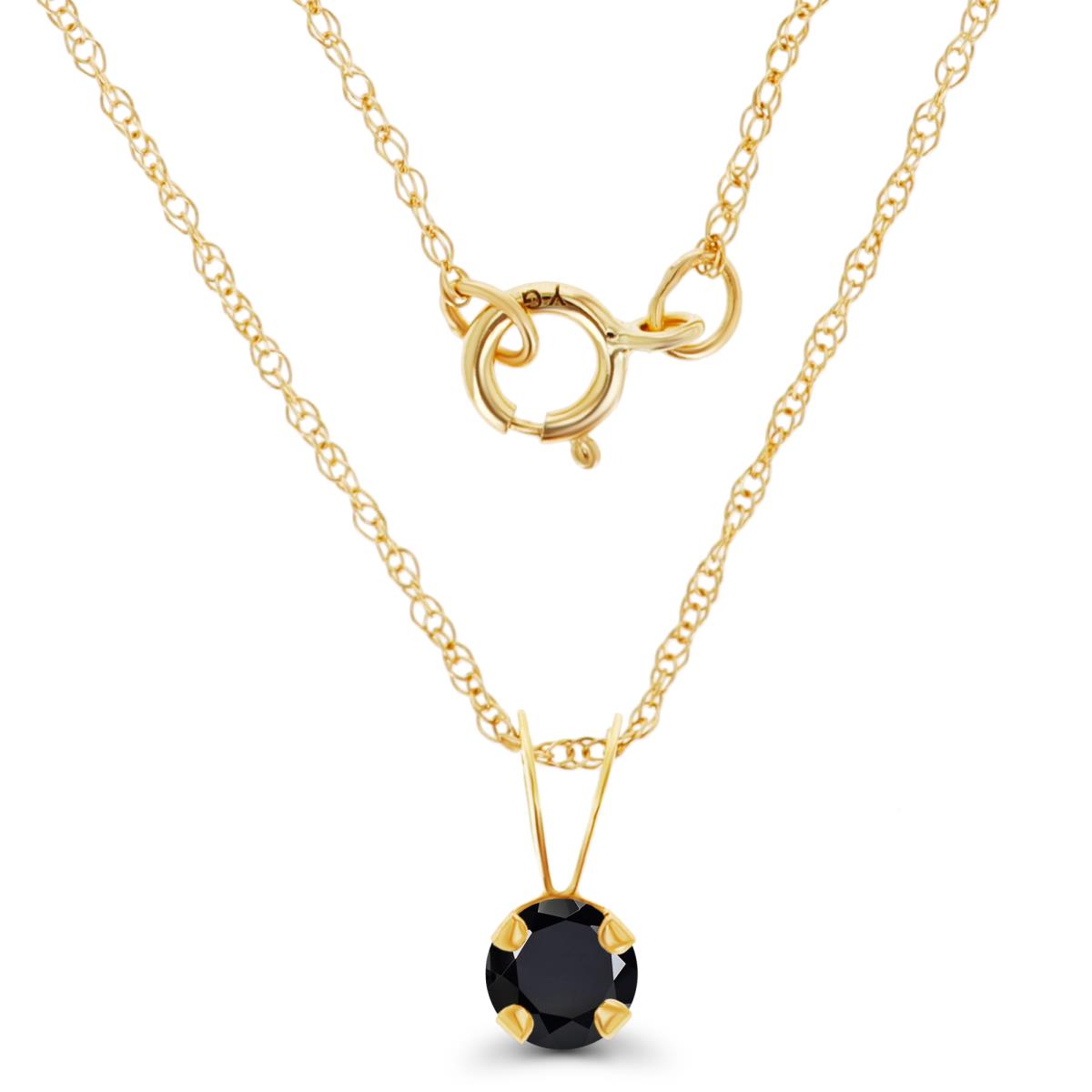 14K Yellow Gold 4mm Round Onyx 18" Rope Chain Necklace