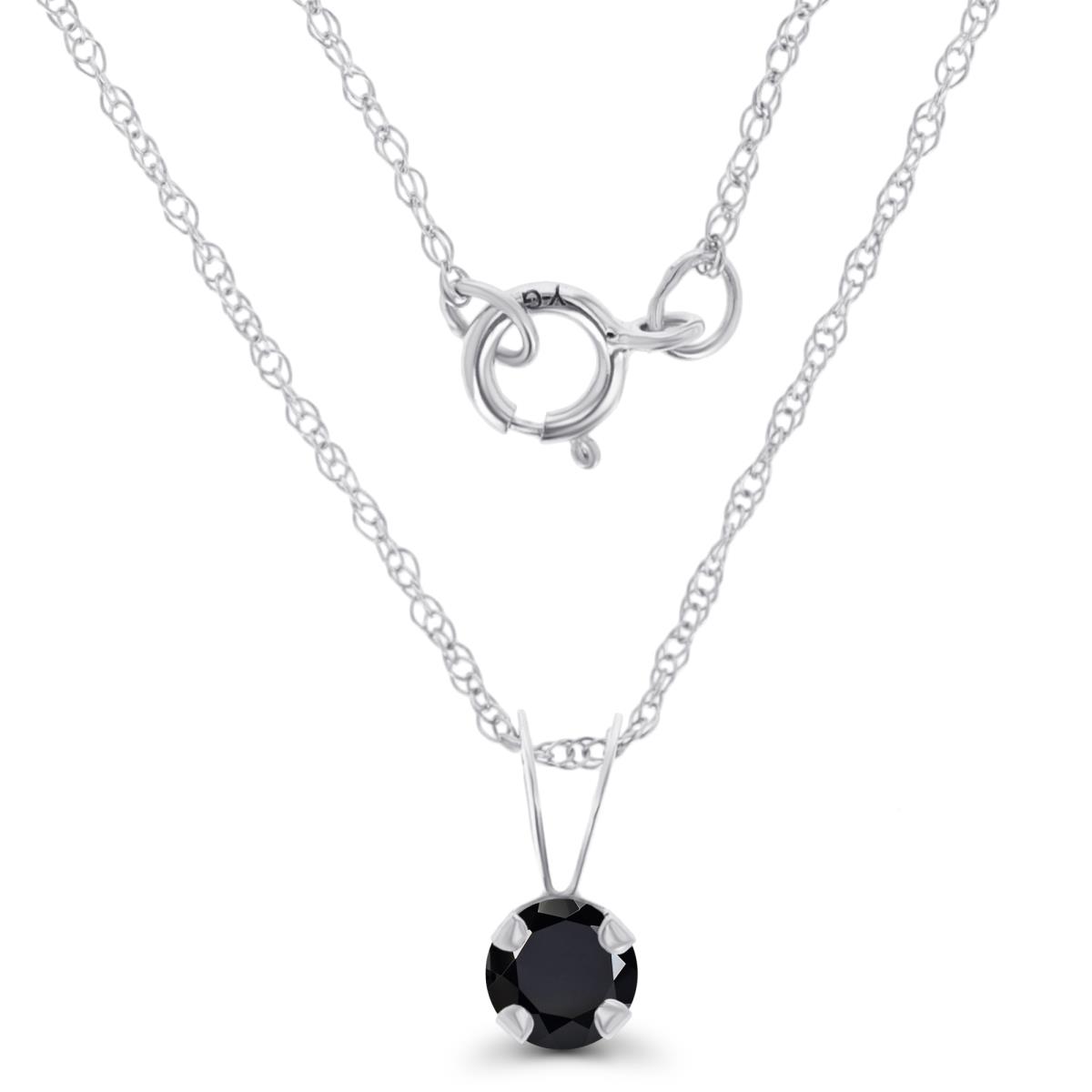 14K White Gold 4mm Round Onyx 18" Rope Chain Necklace