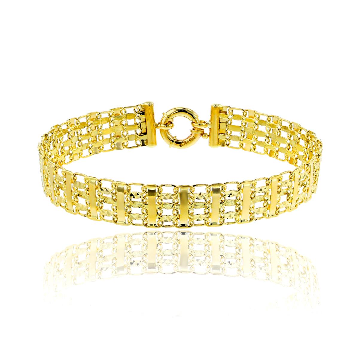 14K Yellow Gold Diamond Cut Multirows Linked Bracelet