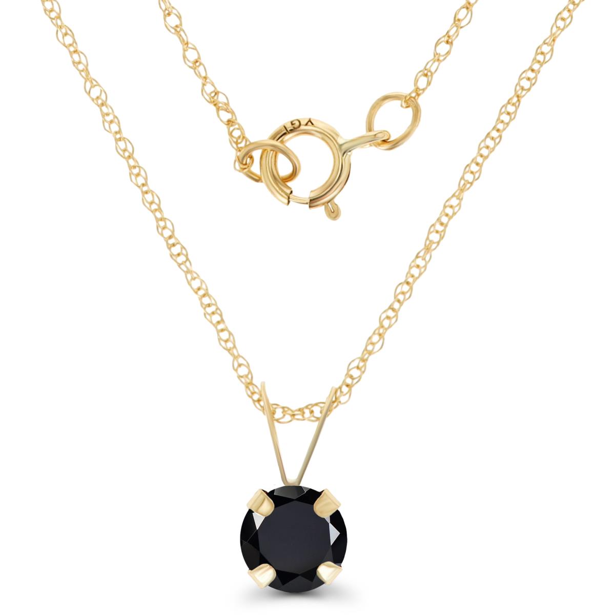 14K Yellow Gold 5mm Round Onyx 18" Rope Chain Necklace