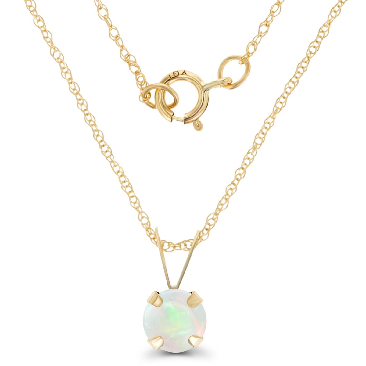 14K Yellow Gold 5mm Round Opal 18" Rope Chain Necklace