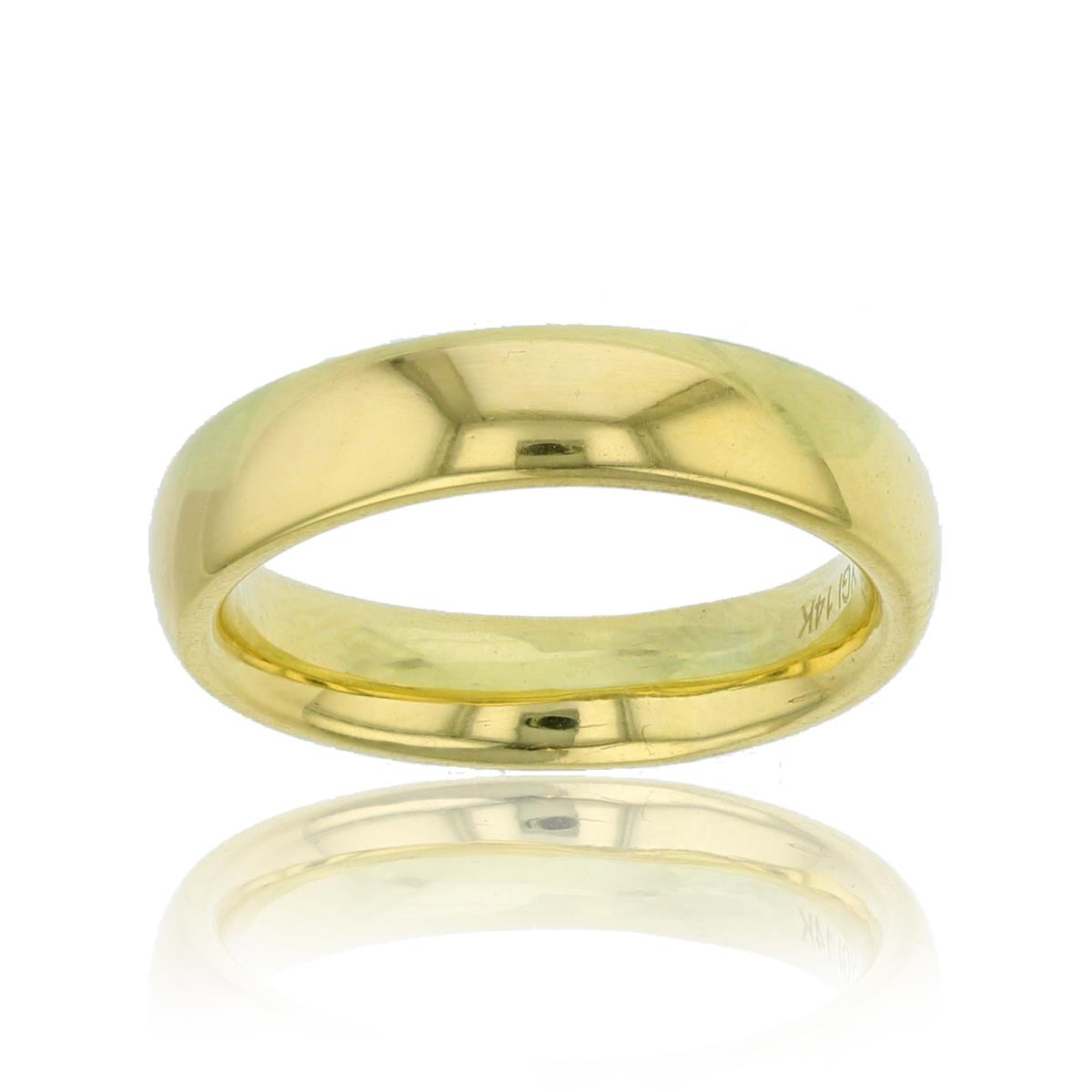 14K Yellow Gold 4.5mm Polished Comfort Feel Plain Wedding Band