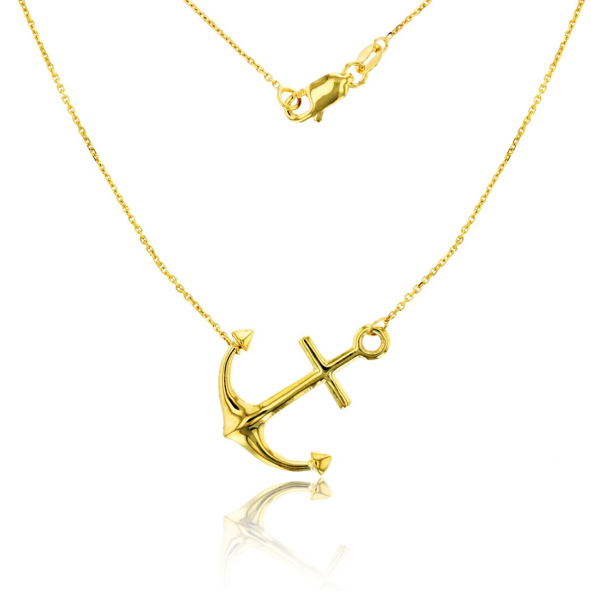 10K Yellow Gold Polished Anchor 18" Necklace