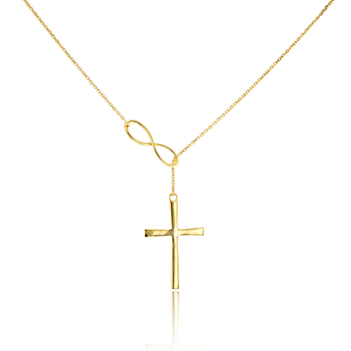 10K Yellow Gold Cross with Sliding Infinity 18" Necklace