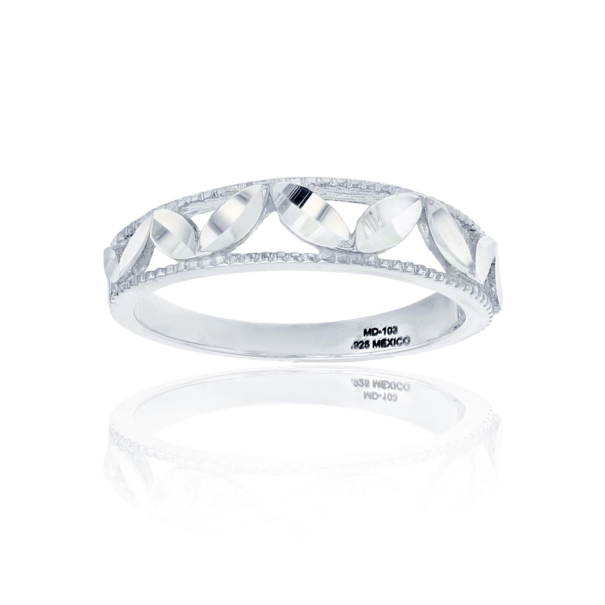 Sterling Silver Silver Plated DC Leaf Band Ring