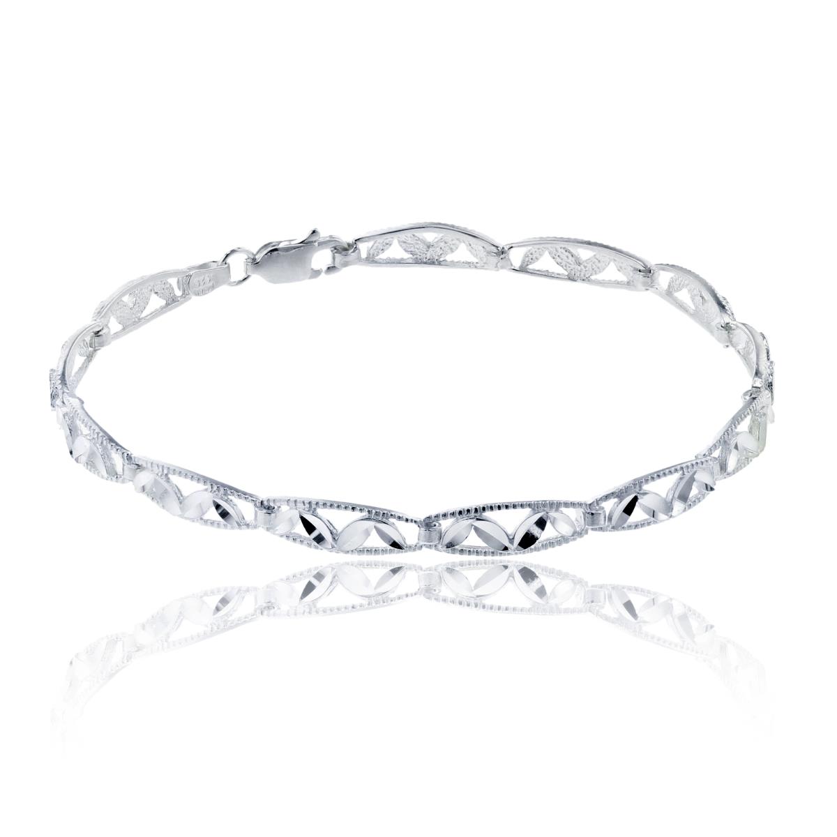 Sterling Silver Silver Plated DC Leaf 7.5" Bracelet