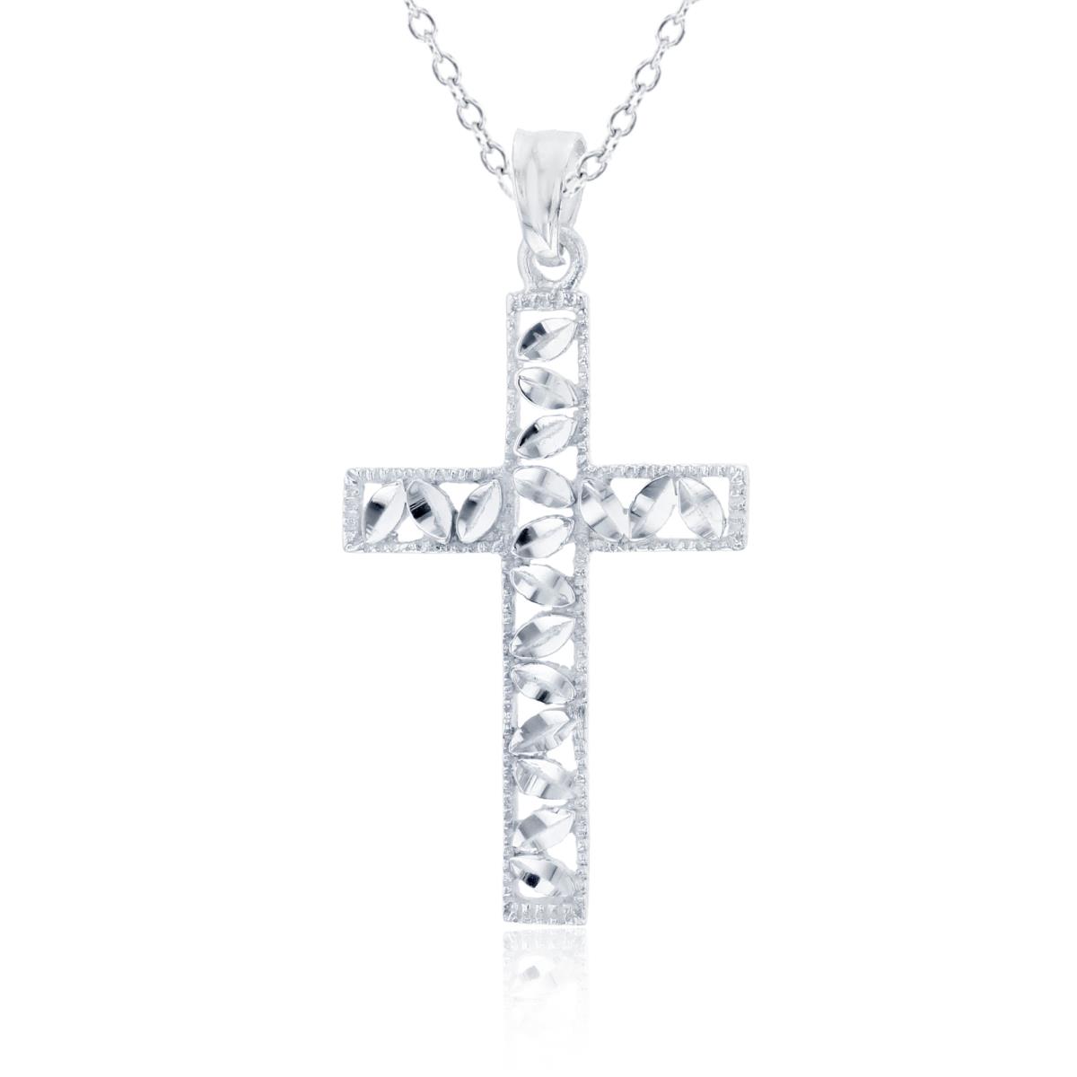 Sterling Silver Silver Plated DC Leaf Cross 18" Necklace
