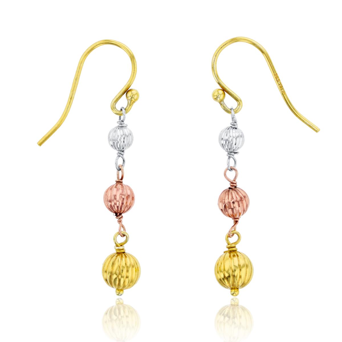 Sterling Silver Tri-Color Graduated DC Beads FishHook Earring