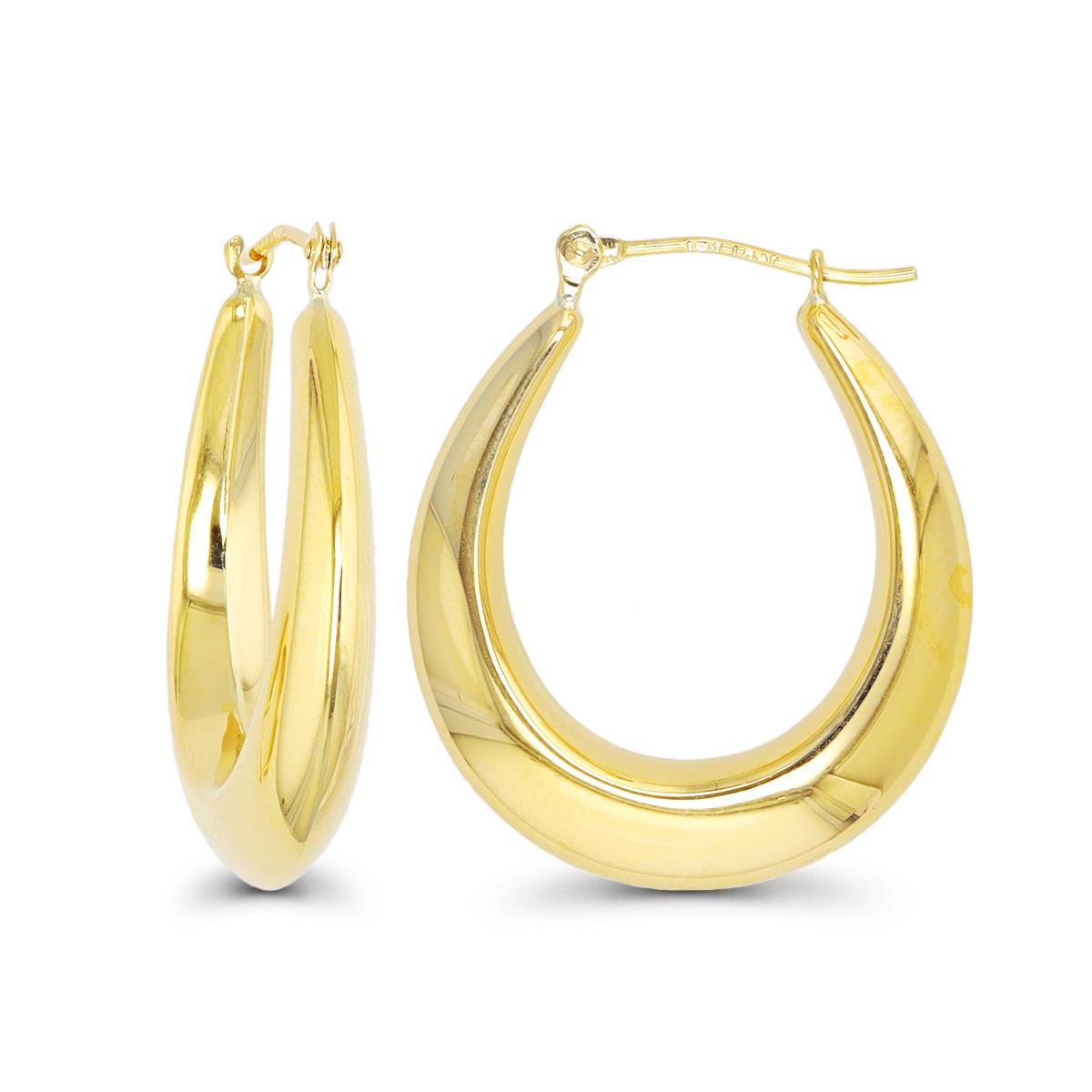 14K Yellow Gold High Polished Graduated Round Hoop Earring