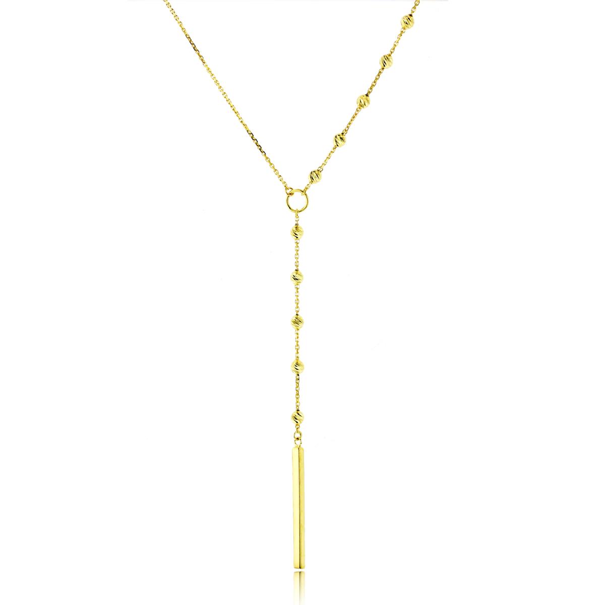 10K Yellow Gold 3mm Beaded Polished Bar 18" Necklace