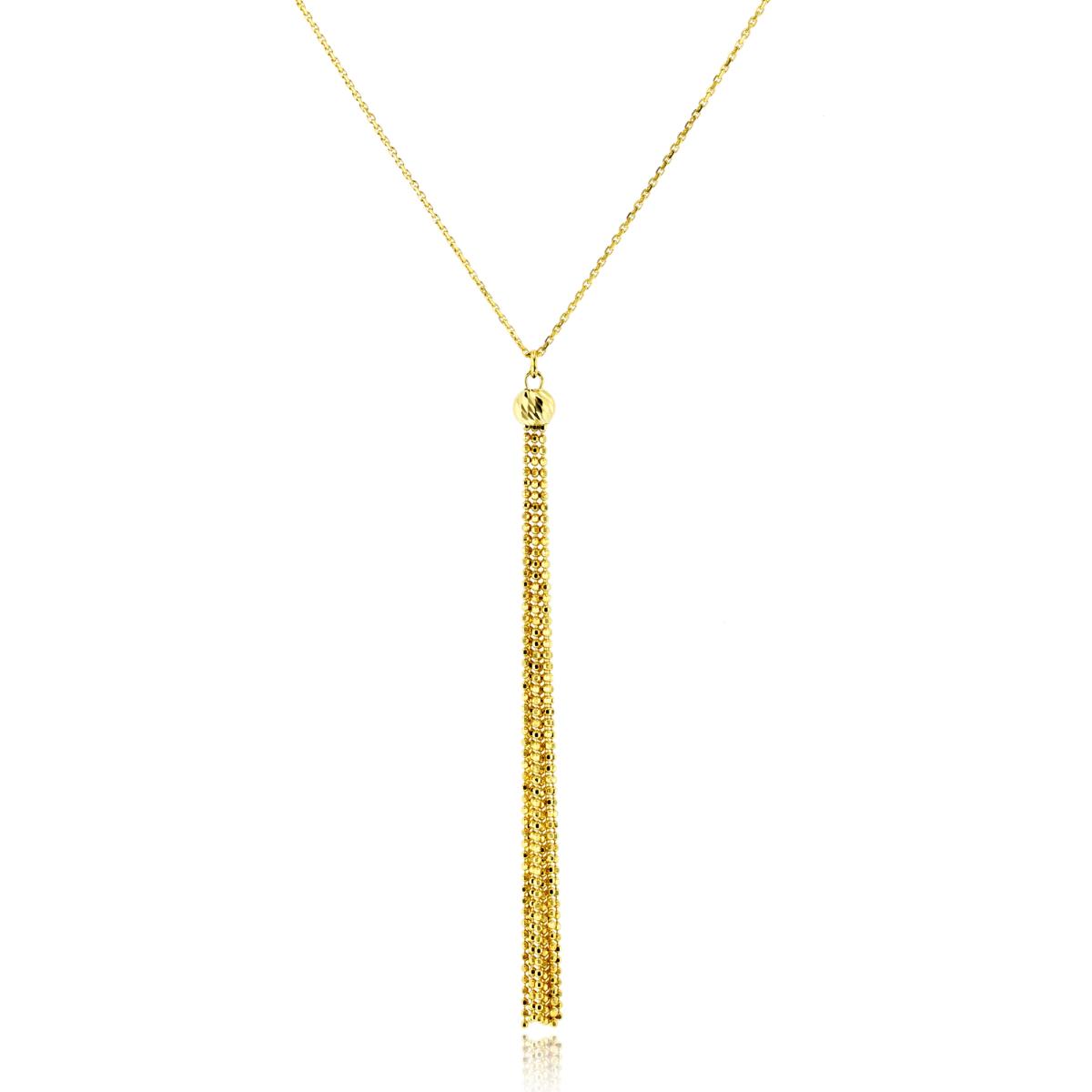 10K Yellow Gold DC Tassle 18" Beaded Necklace