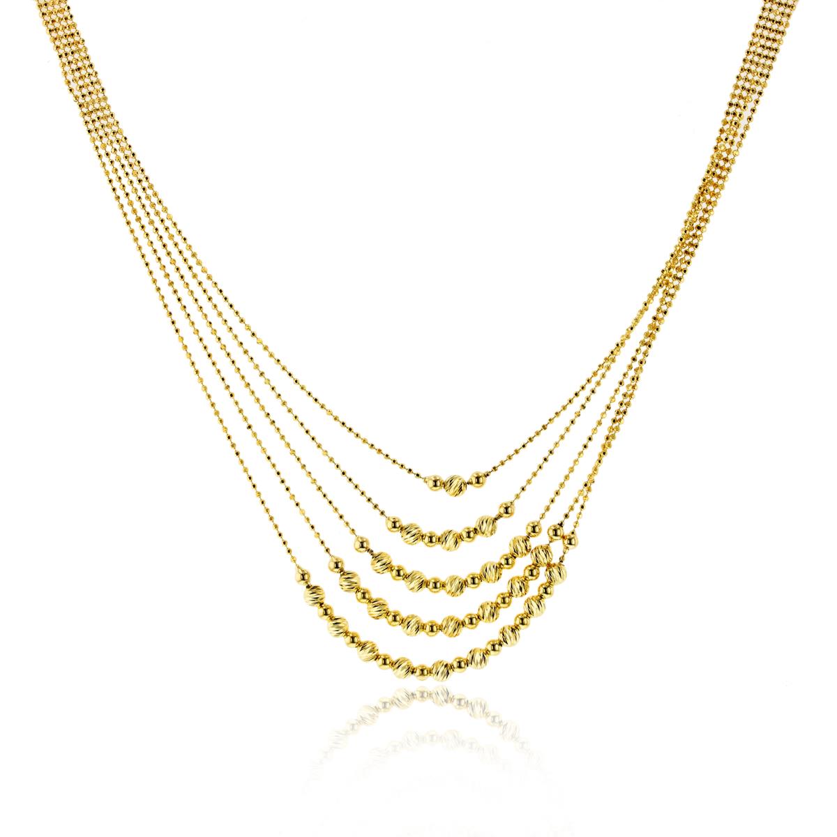 10K Yellow Gold DC Beaded Multi Layer 18" Necklace