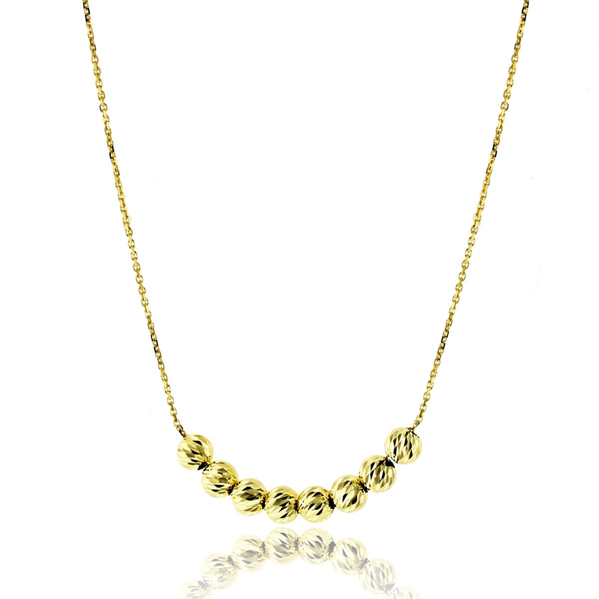 10K Yellow Gold 5mm Diamond Cut Beads 18" Necklace
