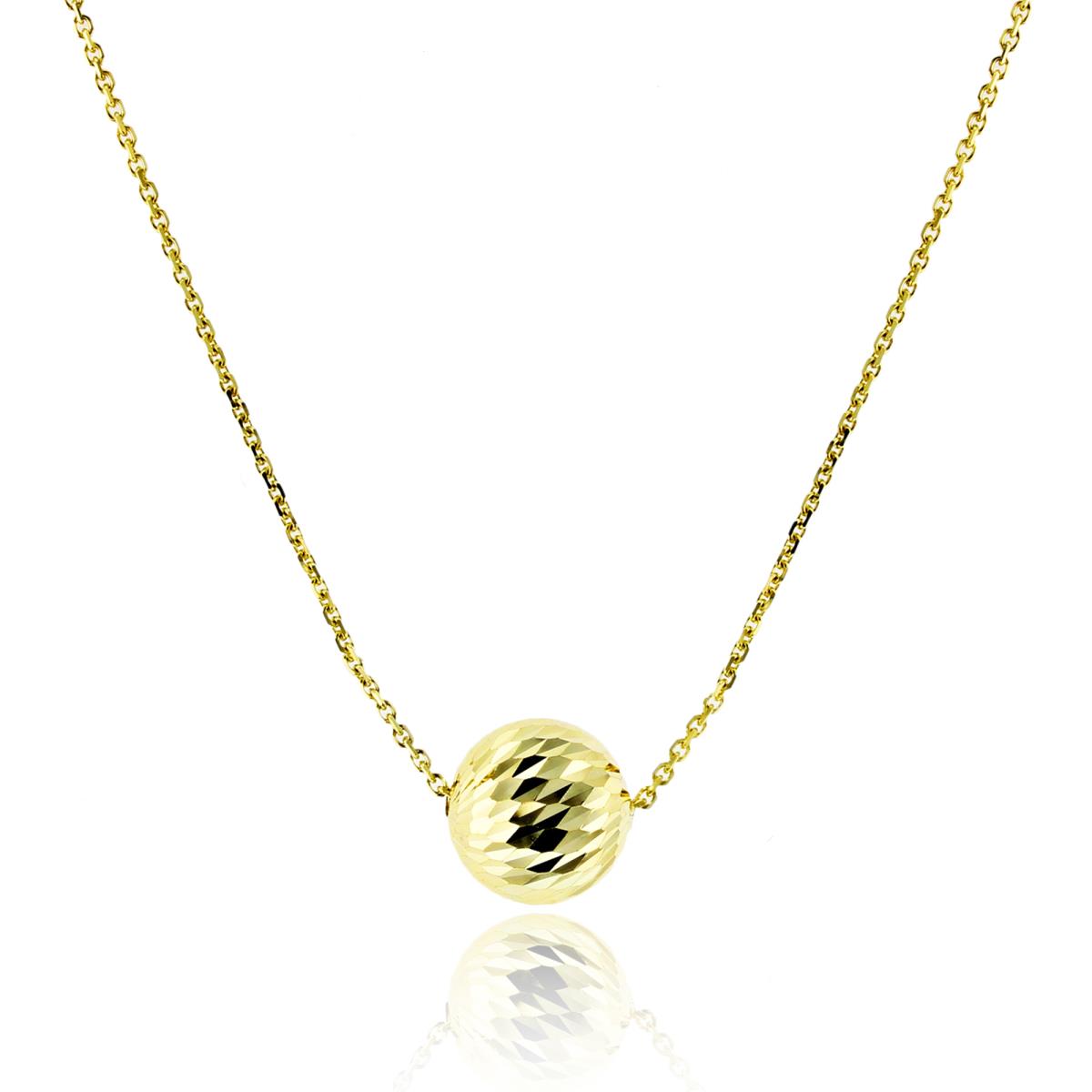 10K Yellow Gold 10mm Diamond Cut Ball 18" Necklace