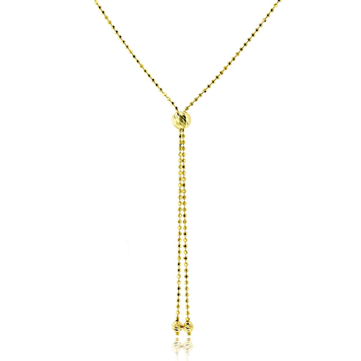 10K Yellow Gold DC Bead "Y" Shaped 18" Beaded Necklace