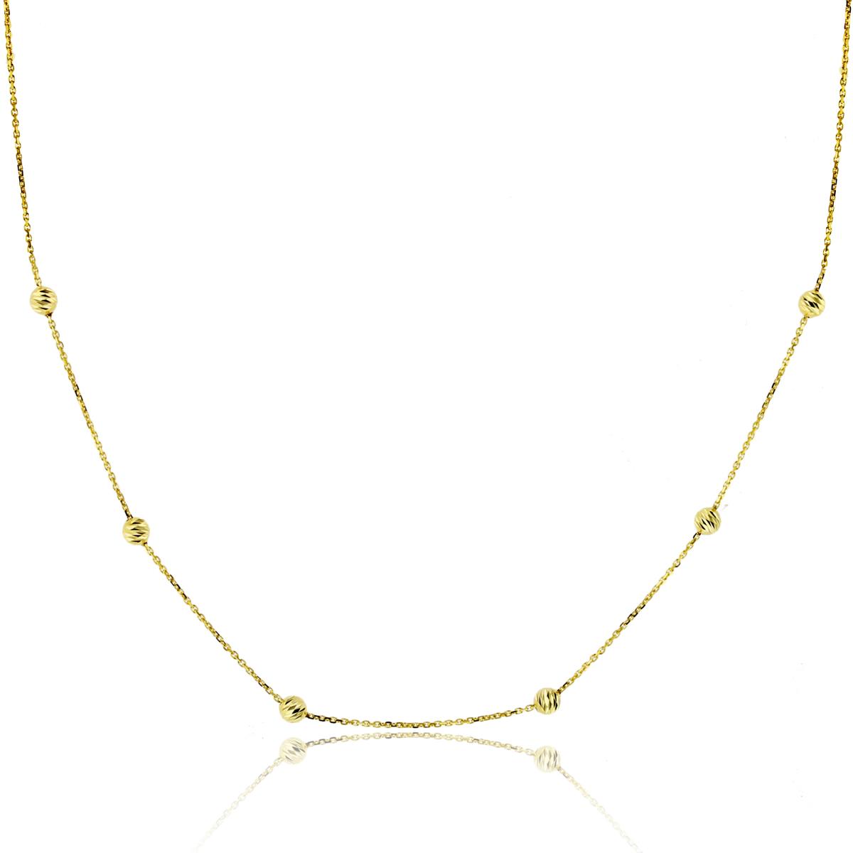 10K Yellow Gold 4mm DC Beads 18" Station Necklace
