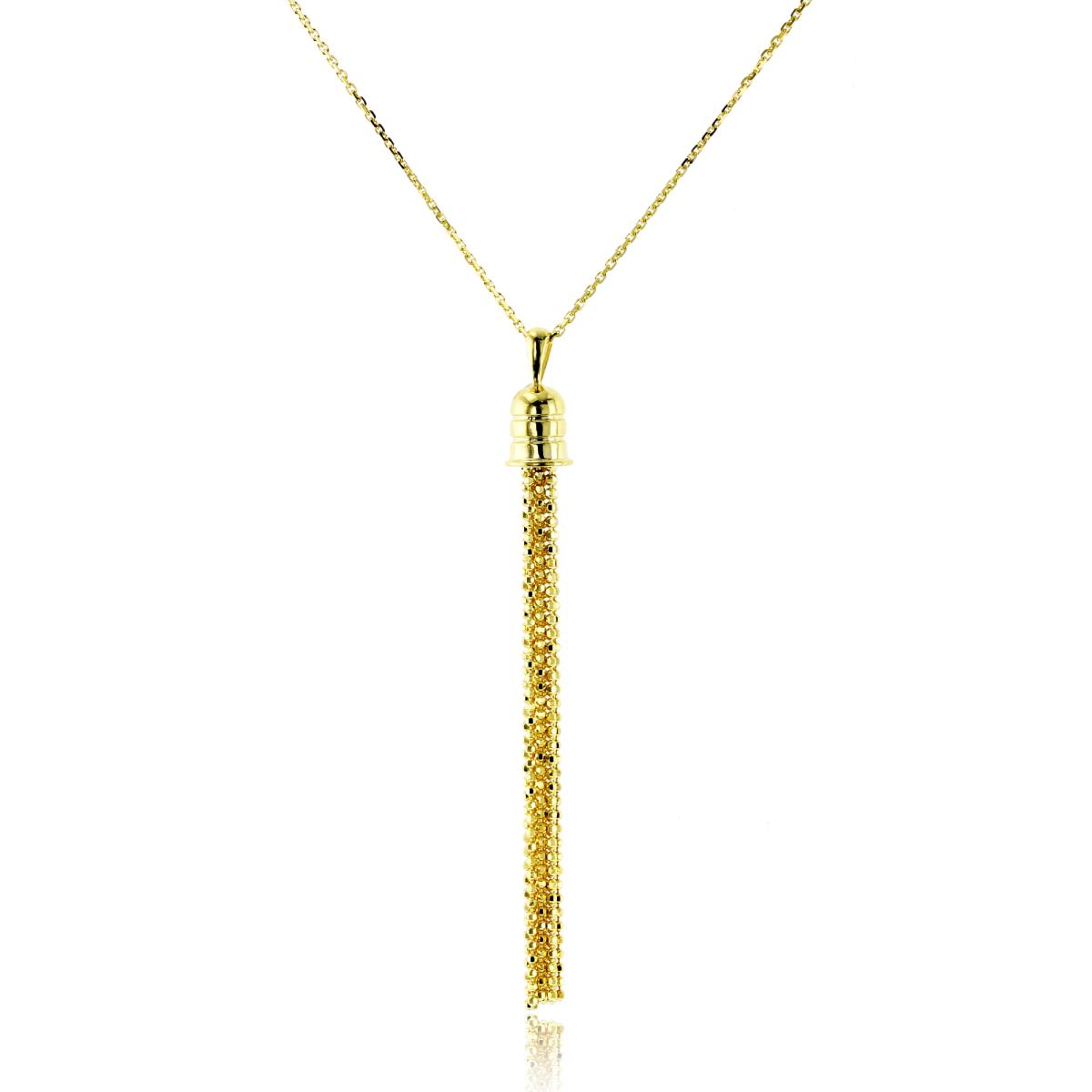 10K Yellow Gold Beaded Tassle 18" Necklace