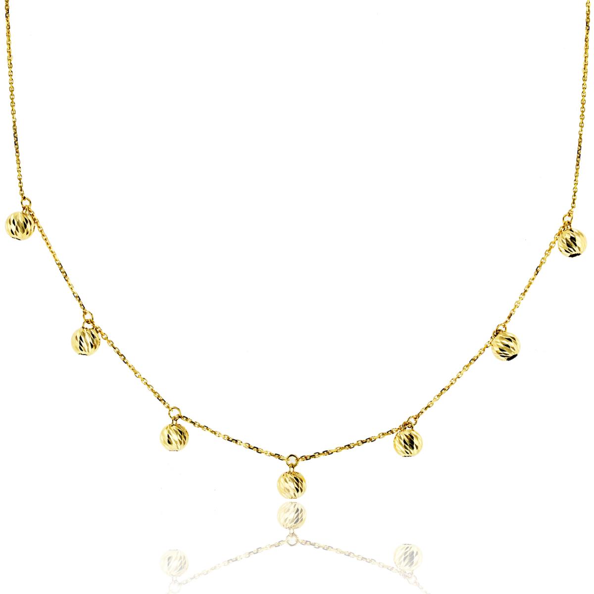 10K Yellow Gold Dangling 5mm Diamond Cut Beads 18" Necklace