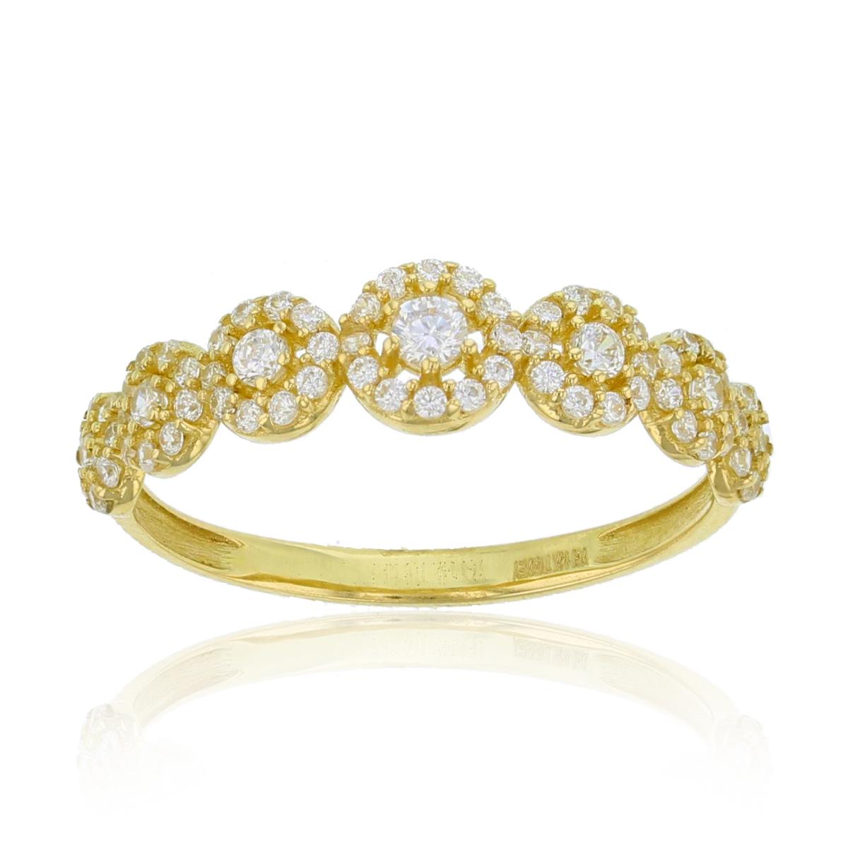 14K Yellow Gold Graduated CZ Clusters Fashion Ring