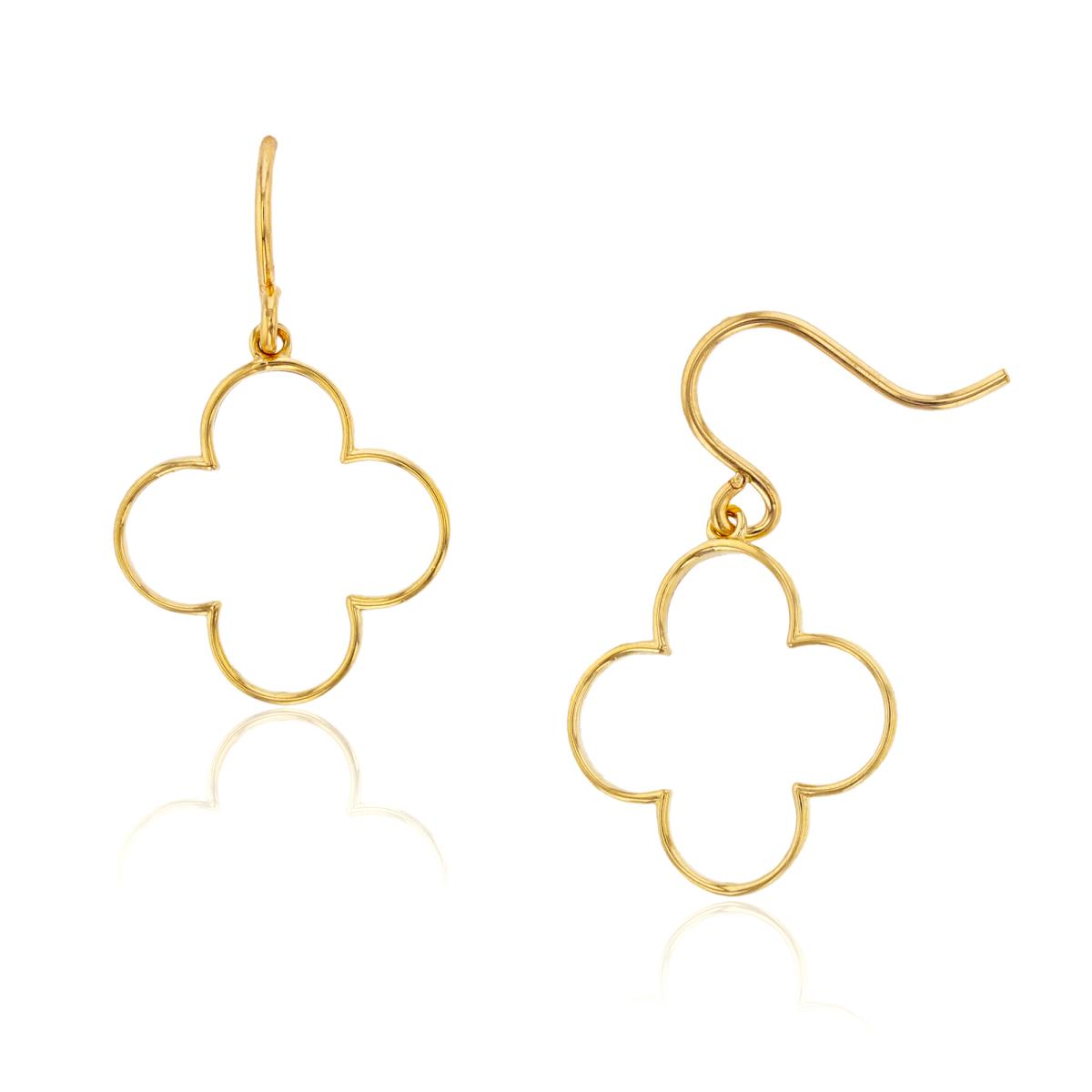10K Yellow Gold Polished Open Flower Dangling Earring