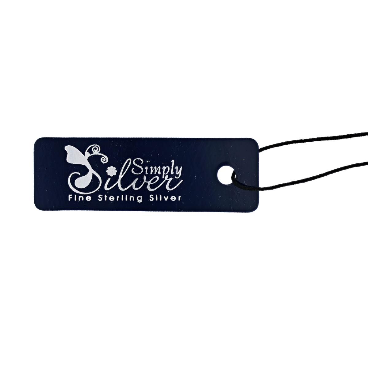 Simply Silver Sterling Silver Navy Blue String Tag
